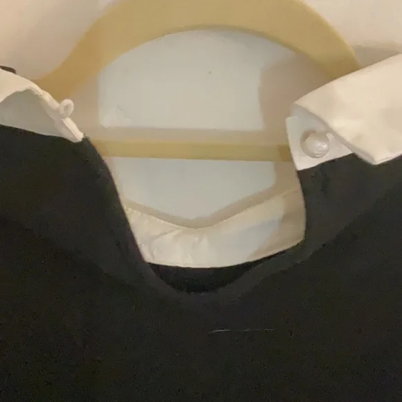 Sale! SHEIN Contrast Collar Letter Graphic Sweatshirt, Size S, Black/White - Picture 5 of 12